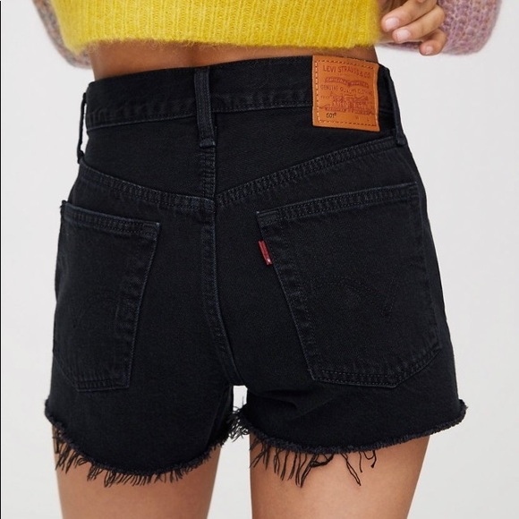 Levi’s 501 High Rise black denim shorts